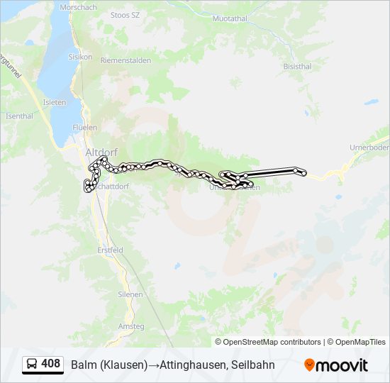 Plan de la ligne 408 de bus