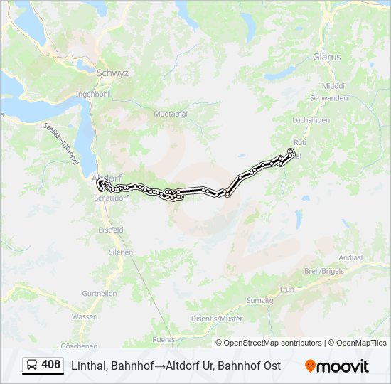 Plan de la ligne 408 de bus