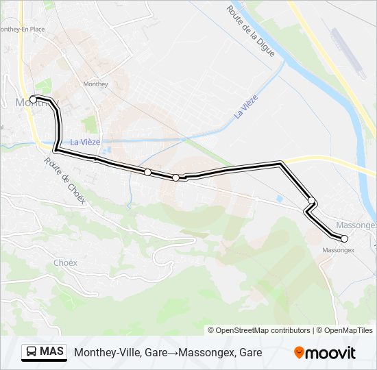 Plan de la ligne MAS de bus