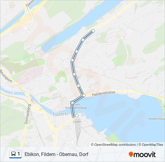 Plan de la ligne 1 de bus