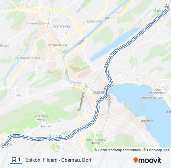 Plan de la ligne 1 de bus