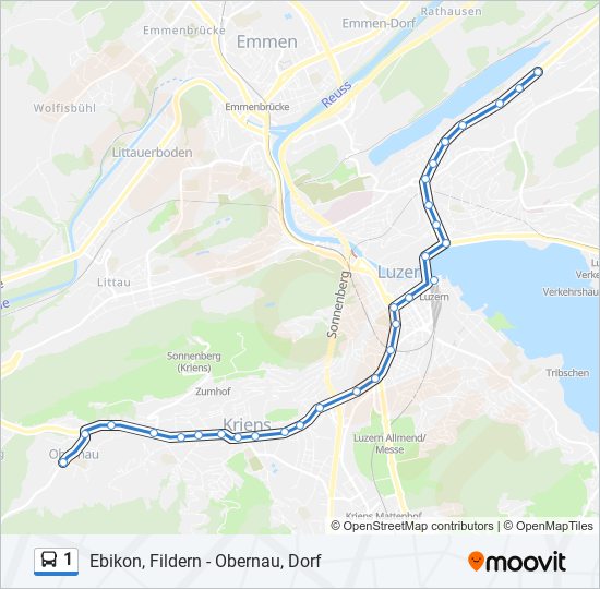 Plan de la ligne 1 de bus