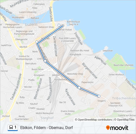 Plan de la ligne 1 de bus