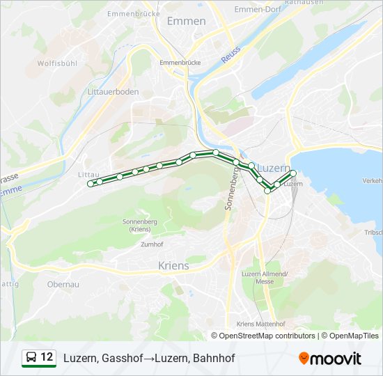 Plan de la ligne 12 de bus