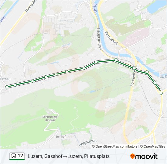 Plan de la ligne 12 de bus