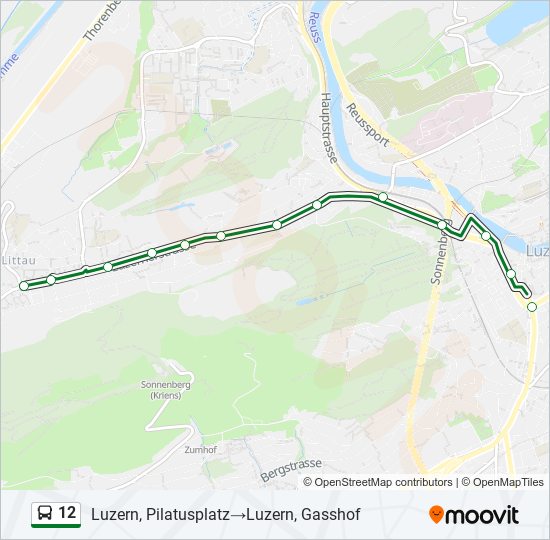 Plan de la ligne 12 de bus