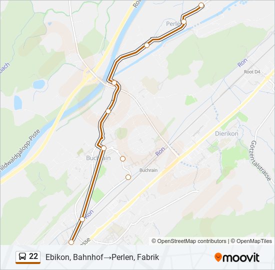 Plan de la ligne 22 de bus