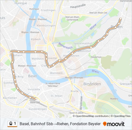 Plan de la ligne 1 de tram