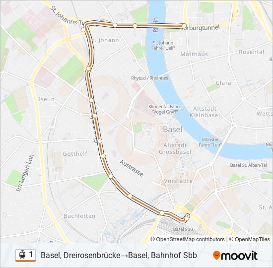 Plan de la ligne 1 de tram