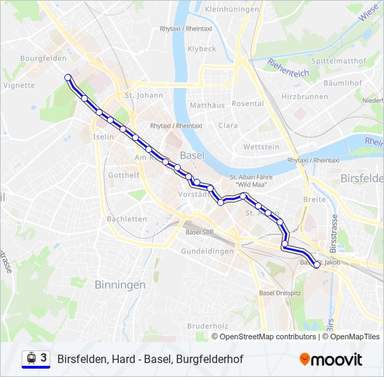 Plan de la ligne 3 de tram