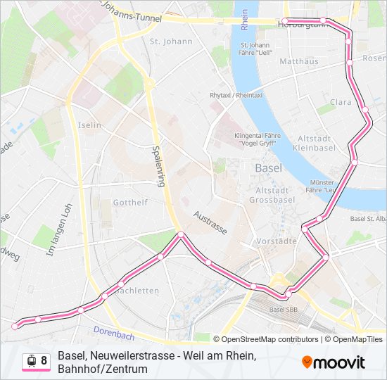 Plan de la ligne 8 de tram