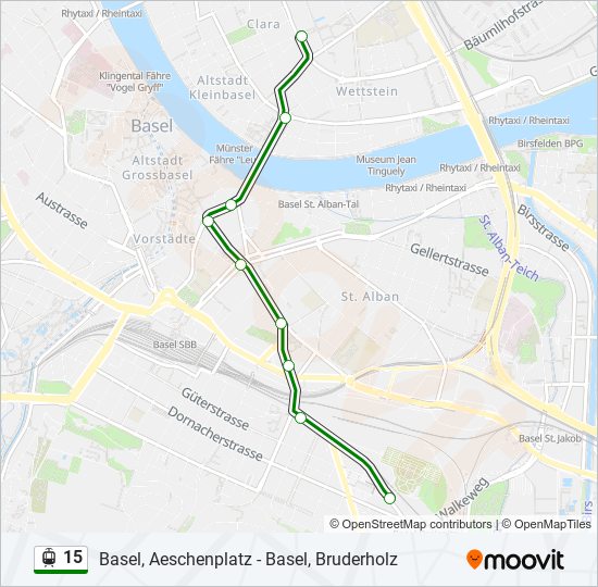 Plan de la ligne 15 de tram