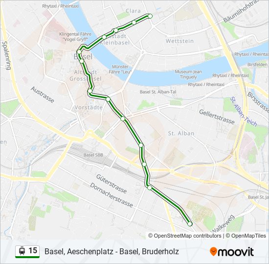 Plan de la ligne 15 de tram