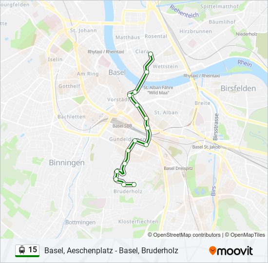 Plan de la ligne 15 de tram