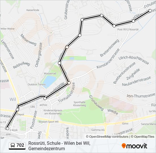 Plan de la ligne 702 de bus