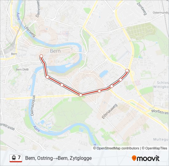 Plan de la ligne 7 de tram