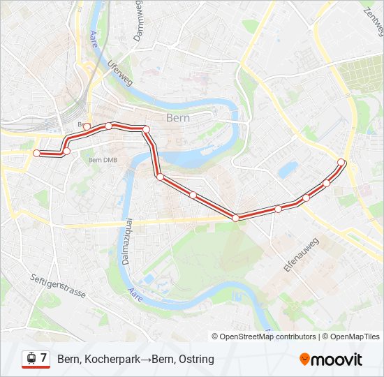 Plan de la ligne 7 de tram