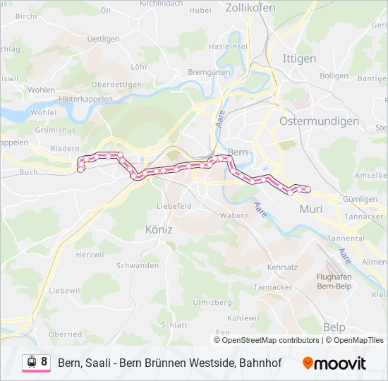 Plan de la ligne 8 de tram