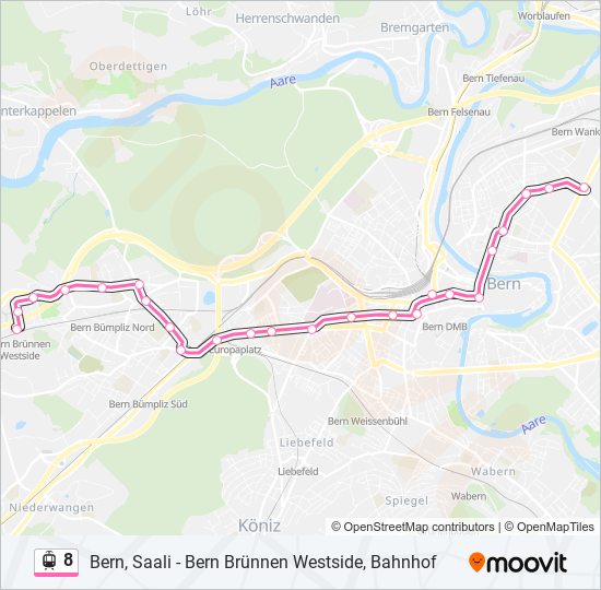 Plan de la ligne 8 de tram