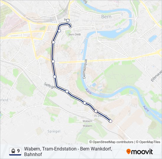 Plan de la ligne 9 de tram