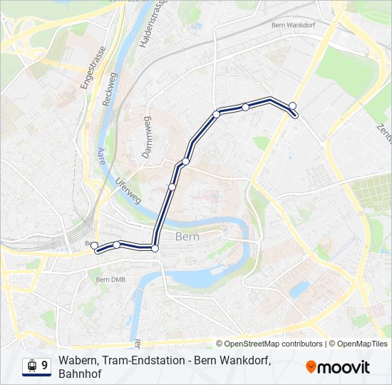 Plan de la ligne 9 de tram