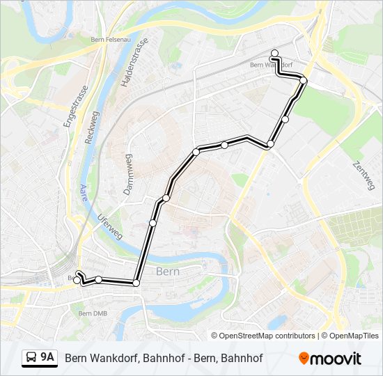 Plan de la ligne 9A de bus