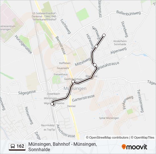 Plan de la ligne 162 de bus