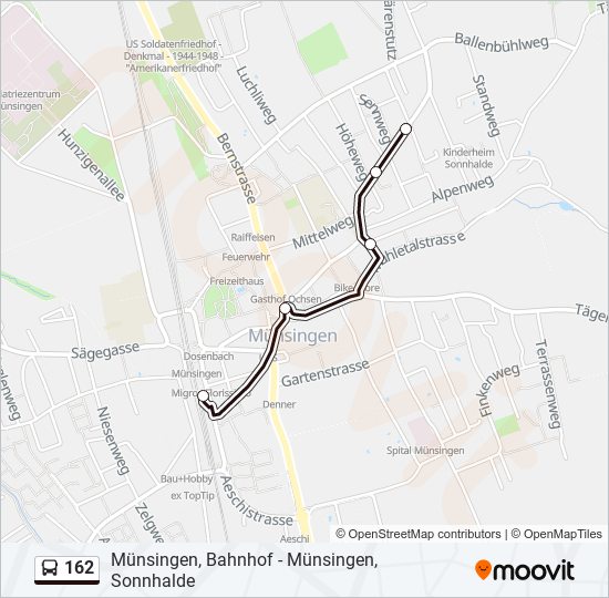 Plan de la ligne 162 de bus