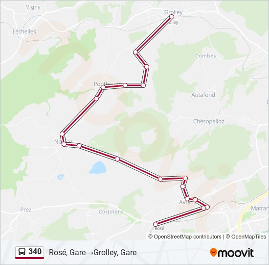 Plan de la ligne 340 de bus