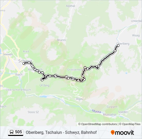 Plan de la ligne 505 de bus