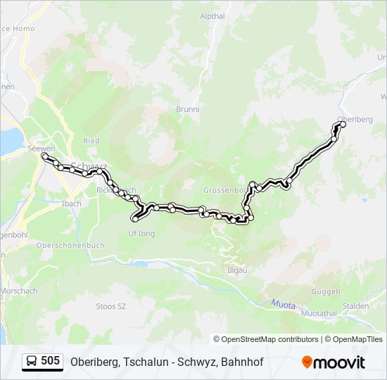 Plan de la ligne 505 de bus