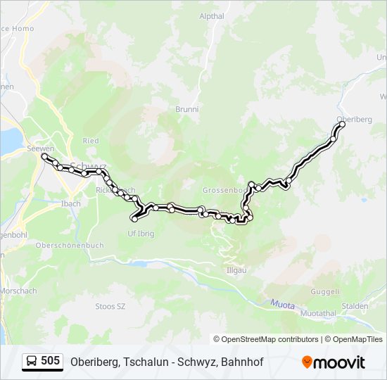 Plan de la ligne 505 de bus