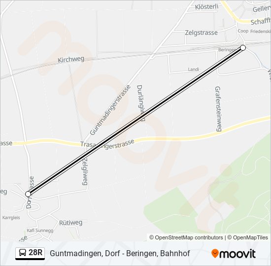 Plan de la ligne 28R de bus