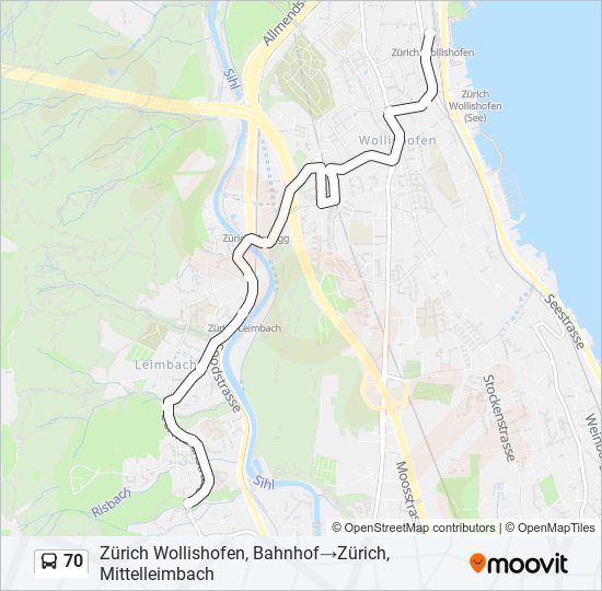 Plan de la ligne 70 de bus