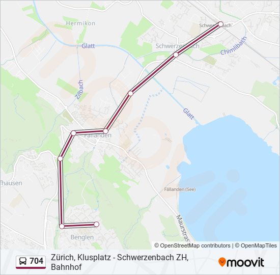 Plan de la ligne 704 de bus