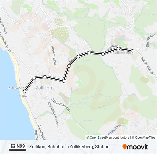 Plan de la ligne N99 de bus