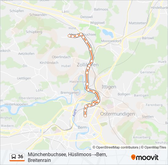 Plan de la ligne 36 de bus