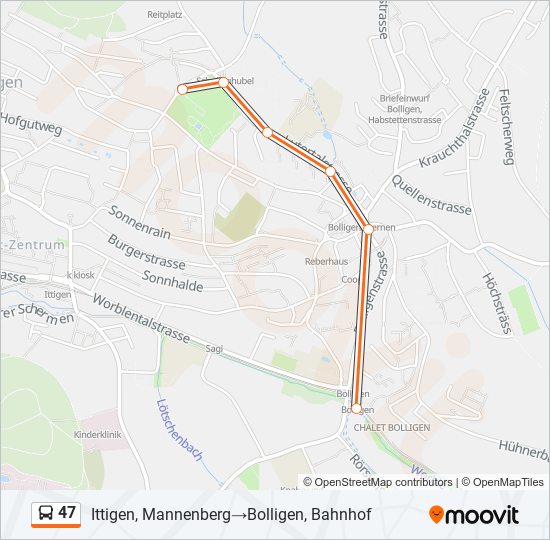 Plan de la ligne 47 de bus