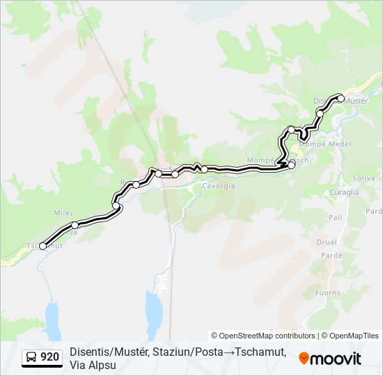 Plan de la ligne 920 de bus