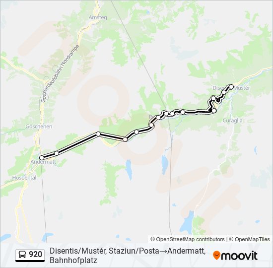 Plan de la ligne 920 de bus