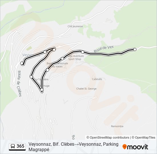 Plan de la ligne 365 de bus