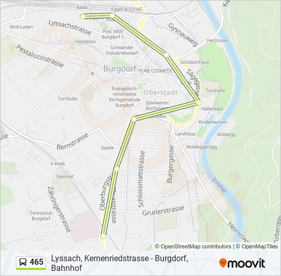 Plan de la ligne 465 de bus