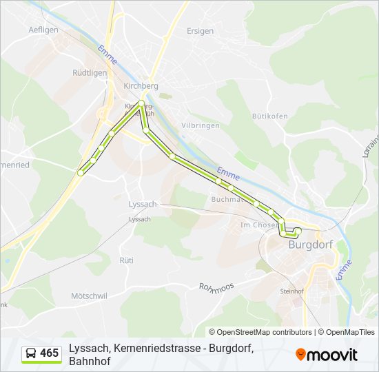 Plan de la ligne 465 de bus