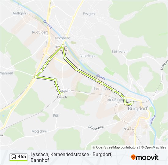 Plan de la ligne 465 de bus