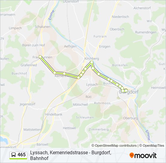 Plan de la ligne 465 de bus