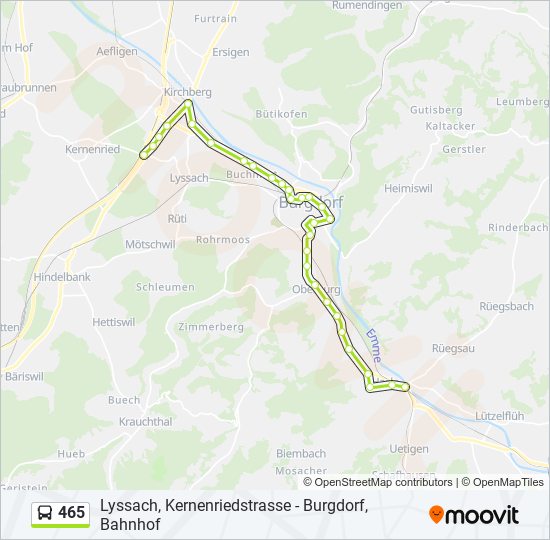 Plan de la ligne 465 de bus