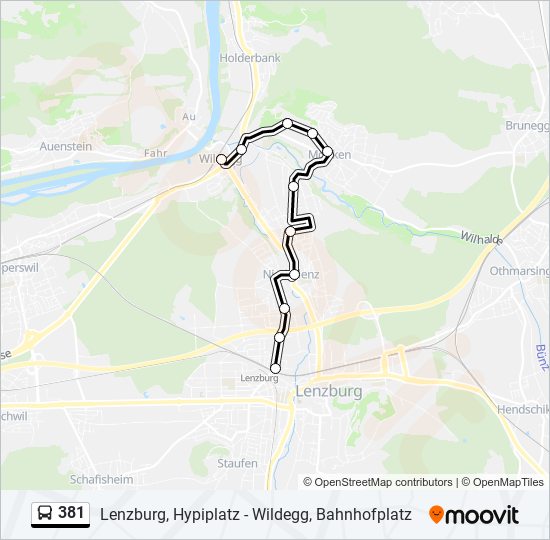 Plan de la ligne 381 de bus