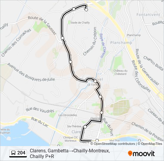 Plan de la ligne 204 de bus