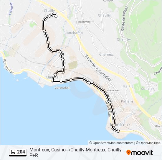 Plan de la ligne 204 de bus