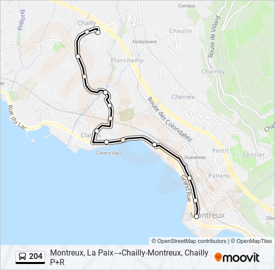 Plan de la ligne 204 de bus